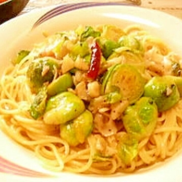 芽キャベツとアンチョビの春パスタ レシピ 作り方 By g まーこ 楽天レシピ